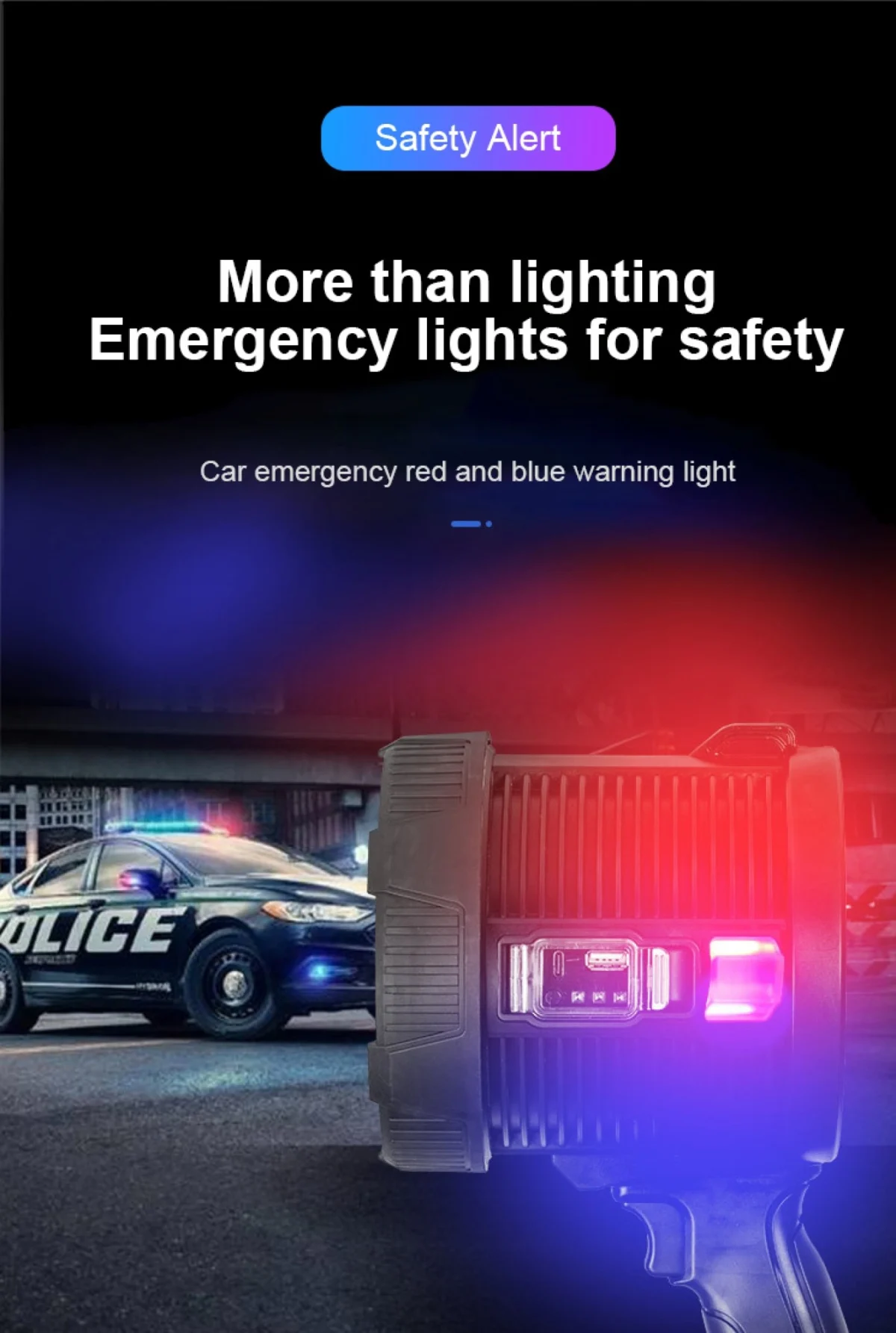 Αδιάβροχος Φορητός Ηλιακός Προβολέας LED Χειρός με 3 Χρώματα Έκτακτης Ανάγκης Υψηλής Απόδοσης Power Bank Επαναφορτιζόμενος USB