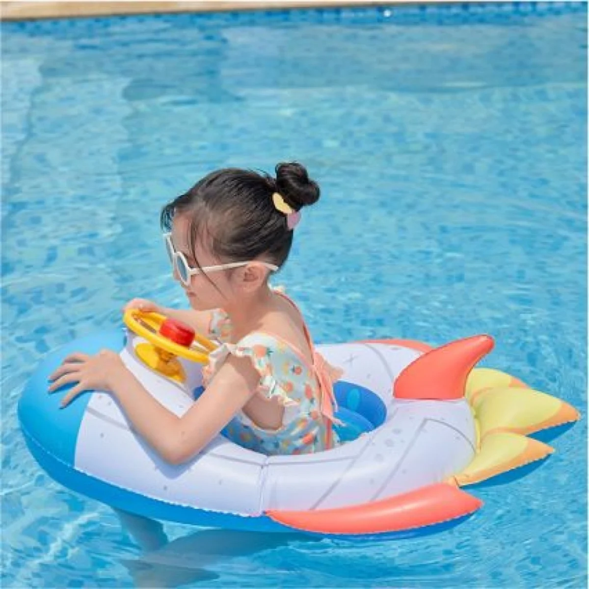 Βρεφικό - Παιδικό Φουσκωτό Σωσίβιο Πύραυλος με Τιμόνι - Inflatable Swim Boat 75cm