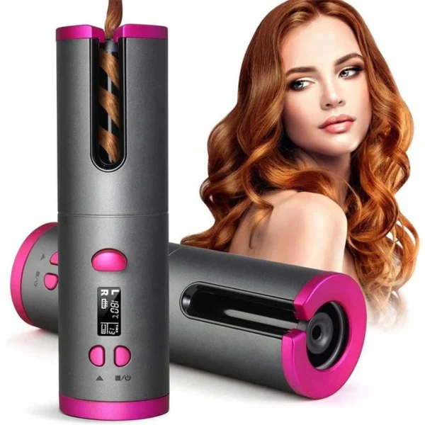 Επαναφορτιζόμενη Ασύρματη Ηλεκτρική Συσκευή για Μπούκλες με LCD Οθόνη - Automatic Curler Ανθρακί