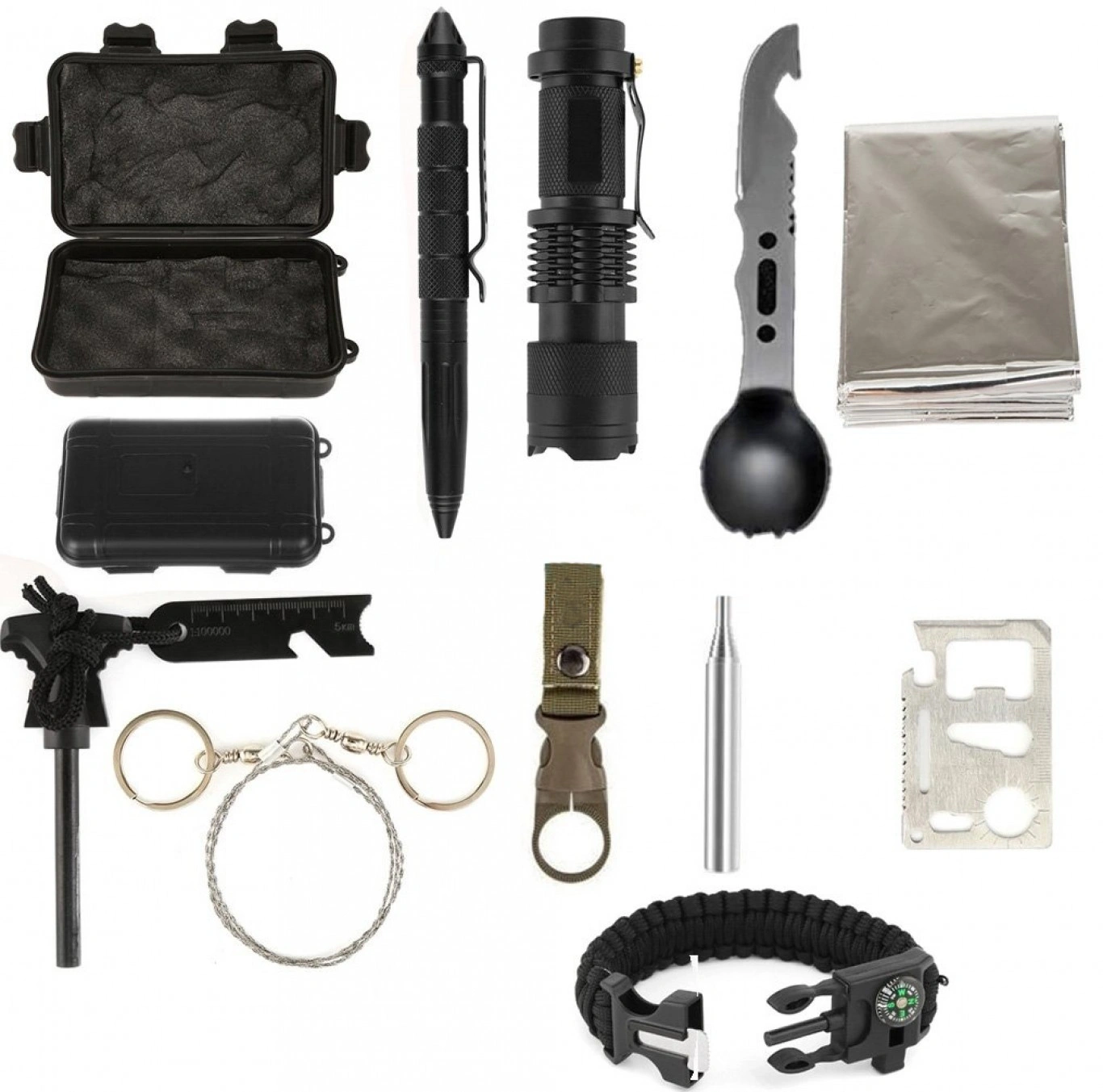 Σετ Κασετίνα Επιβίωσης & Έκτακτης Ανάγκης με Ιατρικά, Εργαλεία Επιβίωσης, Πυξίδα, Πριόνι & Θερμική Κουβέρτα Σετ Κασετίνα Επιβίωσης & Έκτακτης Ανάγκης με Ιατρικά, Εργαλεία Επιβίωσης, Πυξίδα, Πριόνι & Θερμική Κουβέρτα