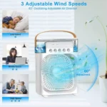 Φορητό Κλιματιστικό Usb - Ανεμιστήρας Ψύξης Αέρα με 3 ταχύτητες και 5 Οπές Ομίχλης Υγραντήρα και Φωτισμό 7 Χρωμάτων