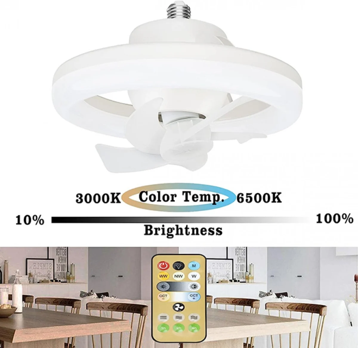 Φωτιστικό-Λάμπα Οροφής E27/220V 48W LED Dimmable με Ανεμιστήρα και Tηλεχειριστήριο