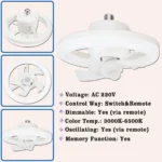 Φωτιστικό-Λάμπα Οροφής E27/220V 48W LED Dimmable με Ανεμιστήρα και Tηλεχειριστήριο