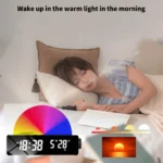 Ψηφιακό Ρολόι HD LED Επιτραπέζιο με Ξυπνητήρι Προσομοιωτής Ανατολής και Δύσης του Ηλίου με USB Θύρα Φόρτισης