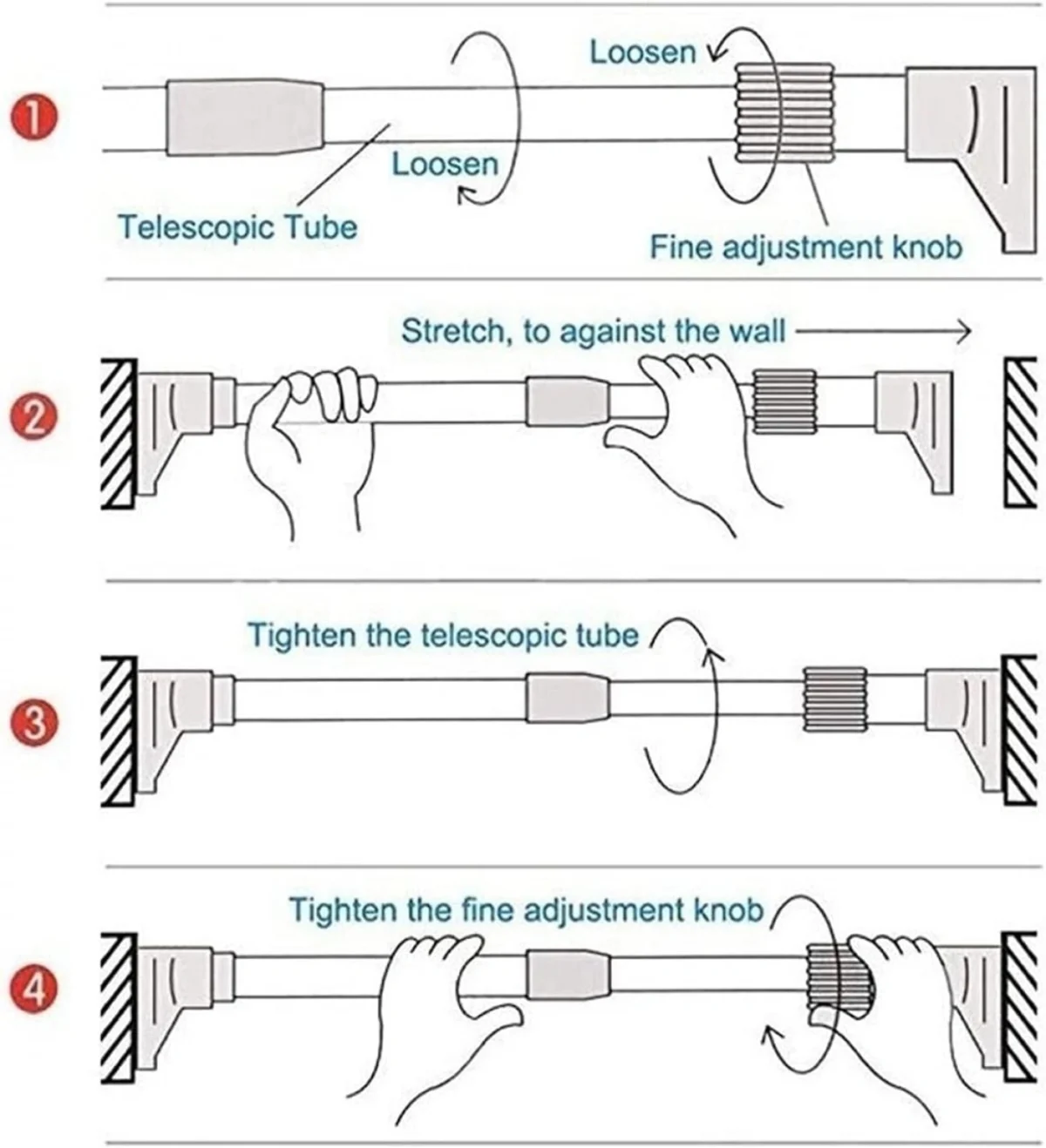 Τηλεσκοπική Ράβδος 22χιλ από Ανοξείδωτο Χάλυβα 160-300εκ για Κρέμασμα Ρούχων και Κουρτινών
