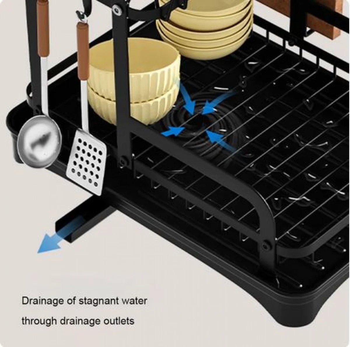 Μεταλλική Πιατοθήκη - Ραφιέρα - Στεγνωτήρας με Σύστημα Αποστράγγισης 30x42x32cm