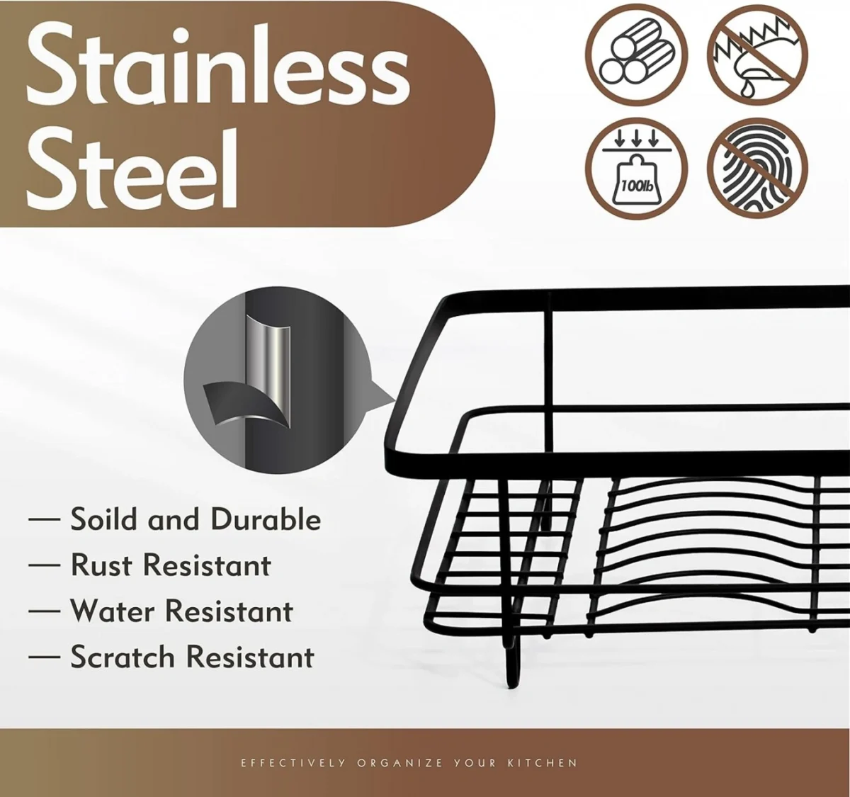 Μεταλλική Πιατοθήκη - Ραφιέρα - Στεγνωτήρας με Σύστημα Αποστράγγισης 30x42x32cm