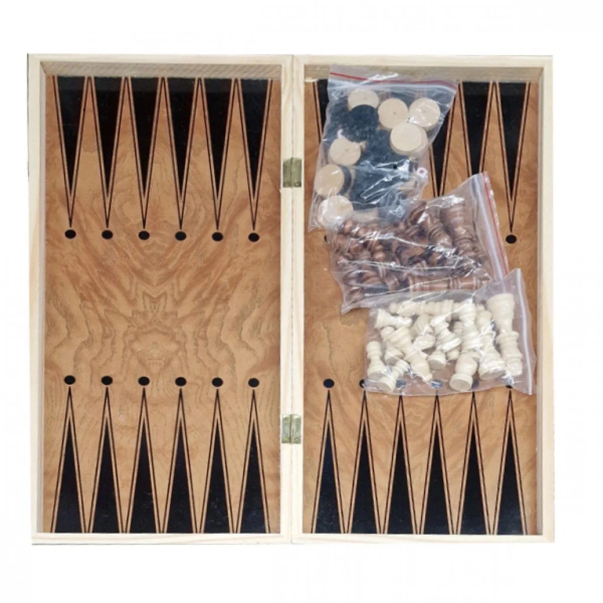 3 σε 1 Παιχνίδι Γνώσεων Σκάκι - Τάβλι - Ντάμα - 39x39εκ με Ξύλινα Πιόνια - 3 in 1 Chess, Checkers, Backgammon