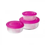 3τμχ Δοχείο Φαγητού Στρογγυλό Μπλέ Κατάλληλο για Φούρνο Μικροκυμάτων