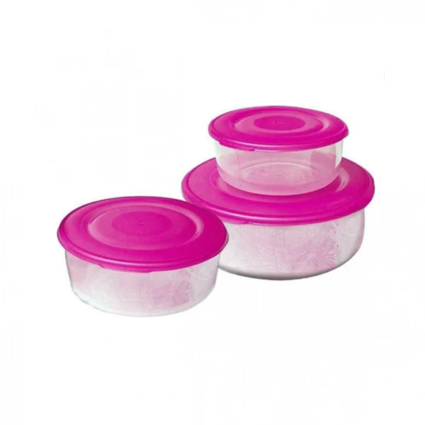 3τμχ Δοχείο Φαγητού Στρογγυλό Μπλέ Κατάλληλο για Φούρνο Μικροκυμάτων