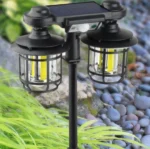 Αδιάβροχο Διπλό Ρετρό Καρφωτό Ηλιακό Φωτιστικό με Ανιχνευτή Κίνησης JD-2217 – ΟΕΜ