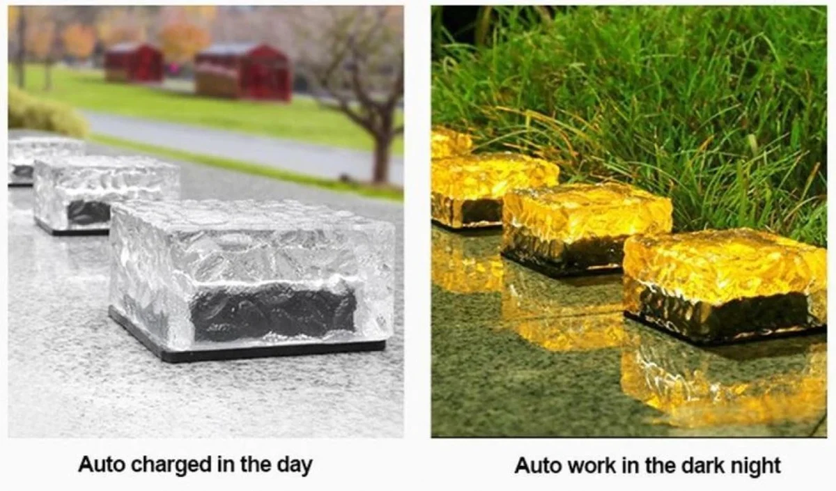 Ηλιακό Φωτιστικό Κήπου Παγοκύβος Ice cube solar light με 4Led Θερμού Λευκού Φωτισμού