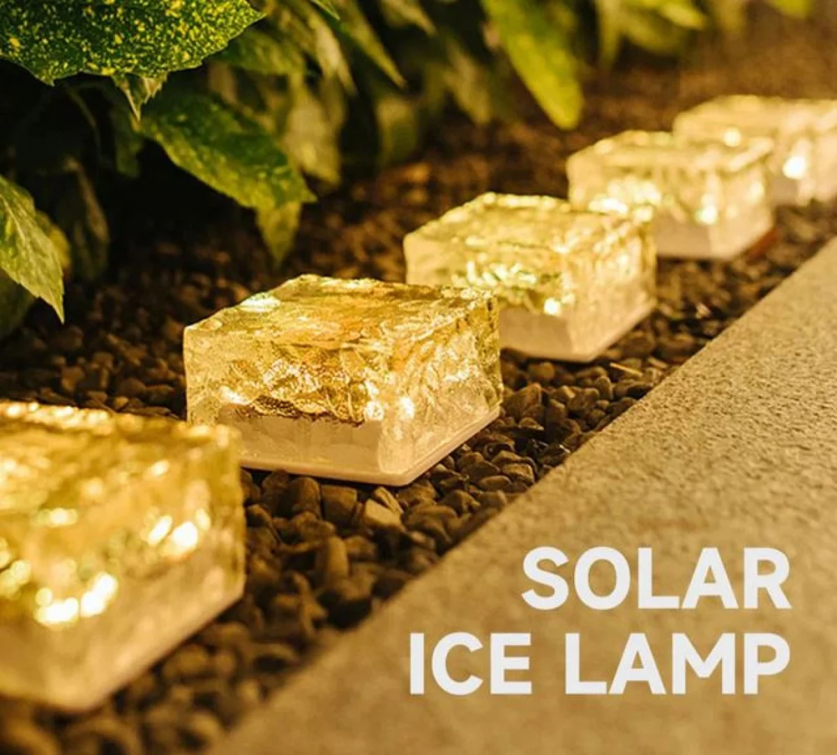 Ηλιακό Φωτιστικό Κήπου Παγοκύβος Ice cube solar light με 4Led Θερμού Λευκού Φωτισμού