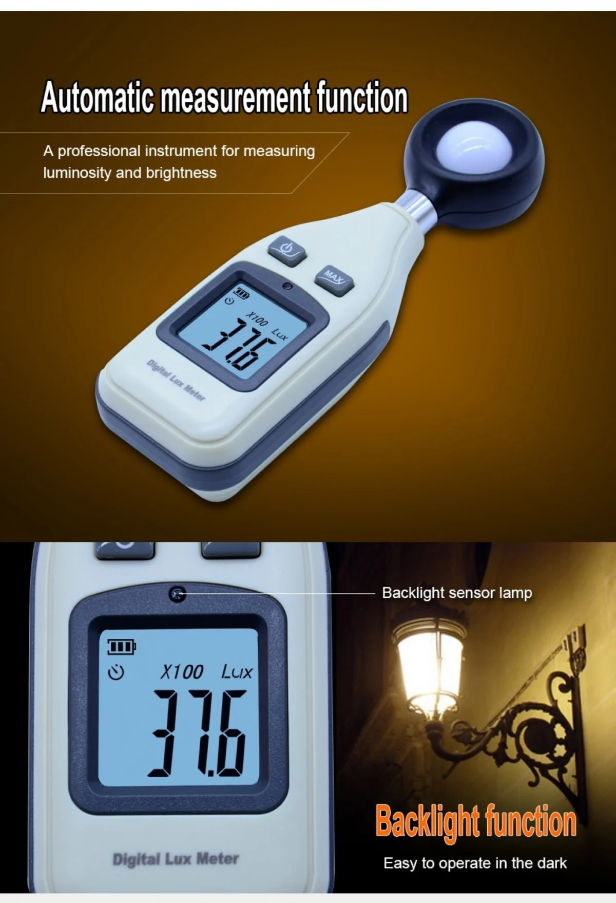 Μίνι Ψηφιακός Μετρητής Backlight Έντασης Φωτός/Φωτισμού 0-200000Lux & Fc Υψηλής Ακριβείας - Φωτόμετρο με Οθόνη LCD