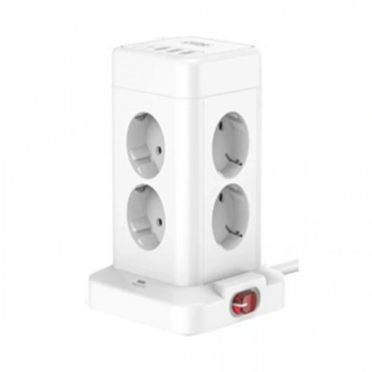 Πολύπριζο Ασφαλείας Κύβος 6 Θέσεων με 4 θύρες USB 10A και Κουμπί ON/OFF 17.6x11,2x8,6 cm