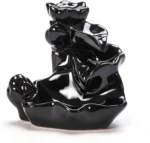 Πορσελάνινη Βάση Αντίστροφης Ροής για Αρωματικά Sticks– Backflow Incense Holder Μαύρο 8x8x8 cm