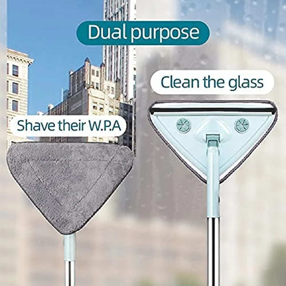 Πτυσσόμενη 57-87εκ Τρίγωνη Σφουγγαρίστρα - Σκούπα για Πολλές Επιφάνειες με Περιστρεφόμενη Κεφαλή 360 Μοιρών