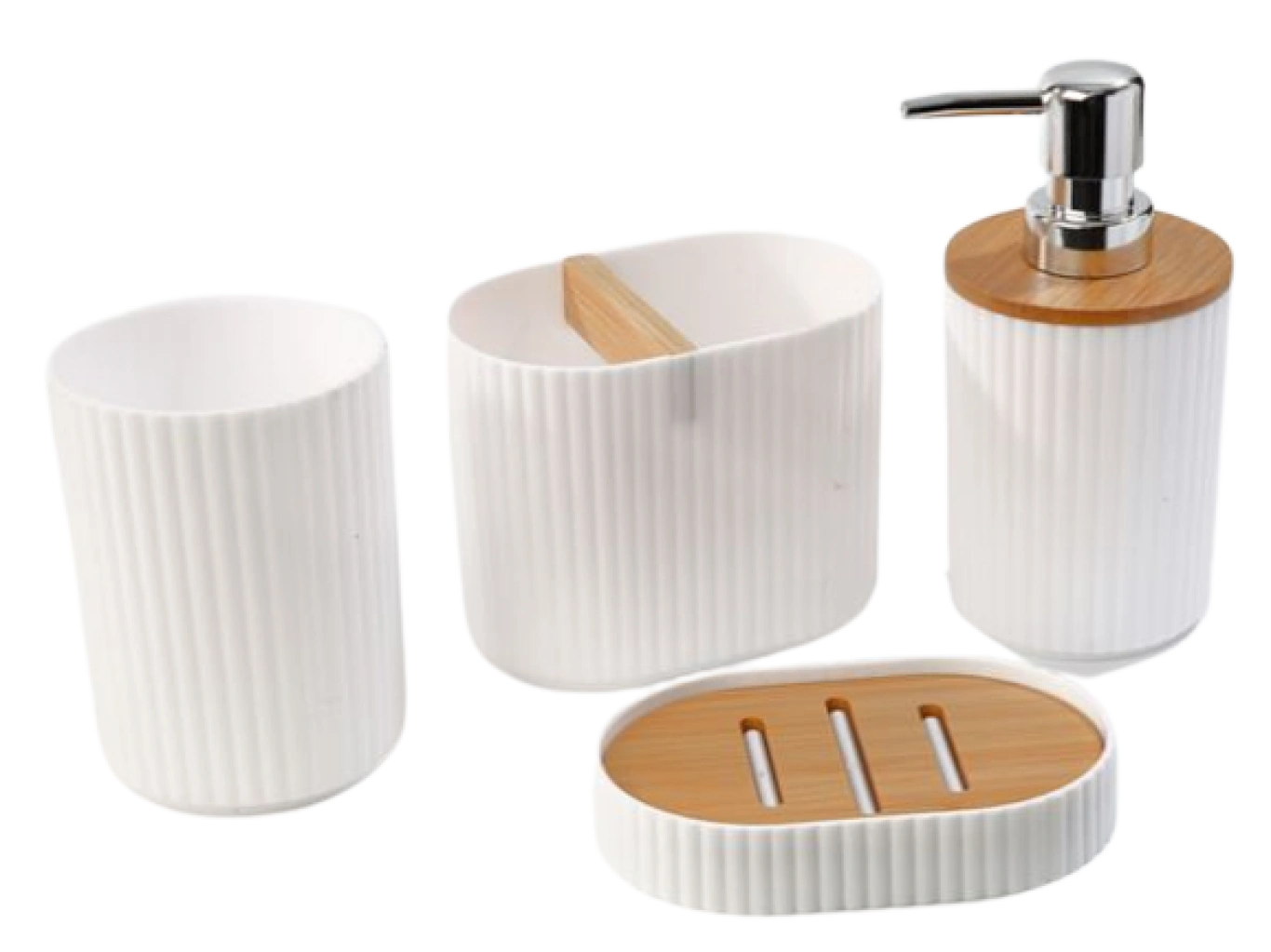 Σετ Μπάνιου με Ξύλινες Λεπτομέρειες Σετ Μπάνιου με Ξύλινες Λεπτομέρειες