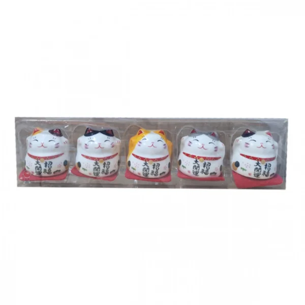 Σετ με 5 Διακοσμητικές Τυχερές Γάτες Καλωσορίσματος 4x4cm - Feng Shui Welcome Cats