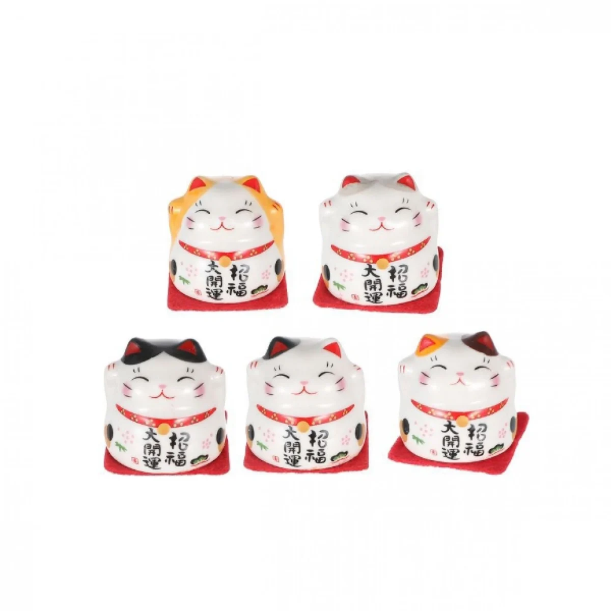 Σετ με 5 Διακοσμητικές Τυχερές Γάτες Καλωσορίσματος 4x4cm - Feng Shui Welcome Cats