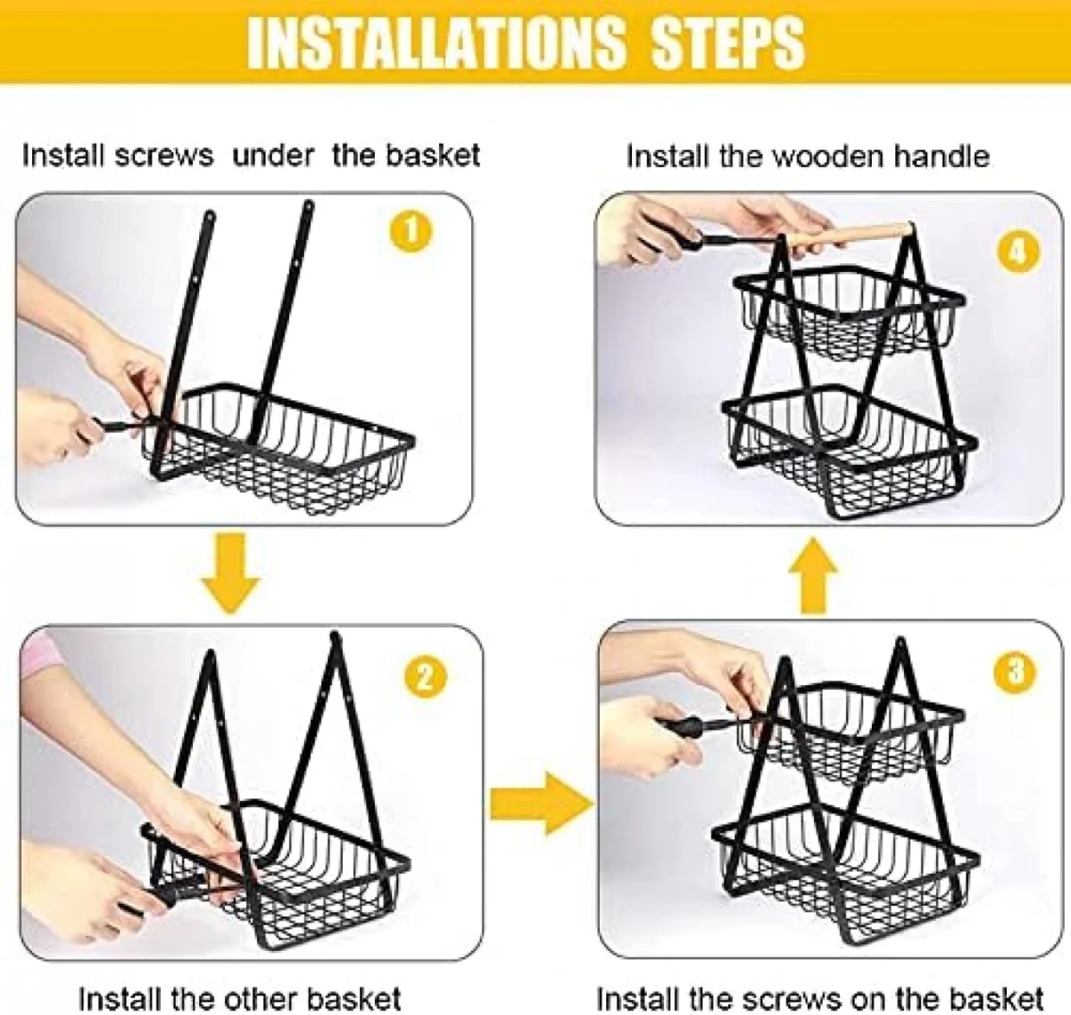 Τριγωνική Μεταλλική Ραφιέρα - Φρουτιέρα Κουζίνας-Πάγκου 31x30x18cm με Ξύλινη Λαβή