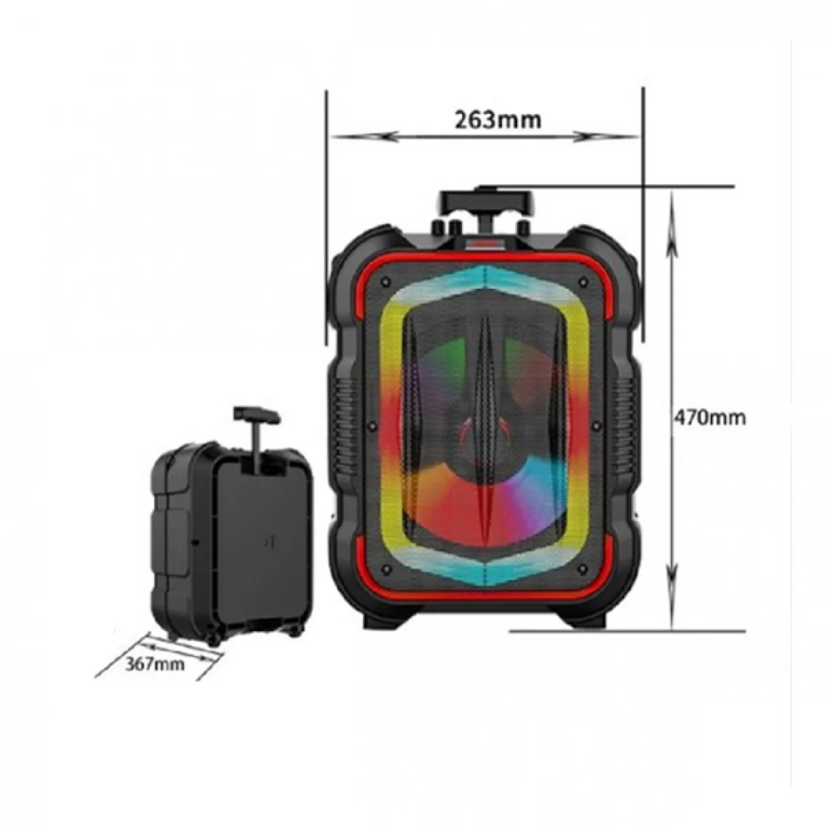 Φορητό Ηχείο Karaoke Bluetooth – Subwoofer 12"/30W με Μικρόφωνο, Τηλεχειριστήριο και Διακοσμητικό LED Φωτισμό ZQS12115