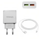 Φορτιστής Ταχείας Φόρτισης με 2 Θύρες USB 3.1A και Καλώδιο USB TypeC - TREQA