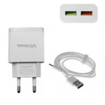 Φορτιστής Ταχείας Φόρτισης με 2 Θύρες USB 3.1A και Καλώδιο USB TypeC - TREQA