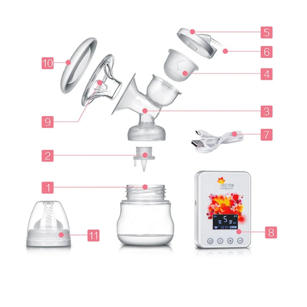Βρεφικό Ηλεκτρικό Θήλαστρο με Μπουκάλι - RH-218