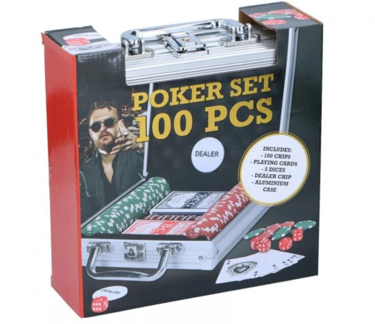 Μεταλλικό Κουτί με 100 Μάρκες Πόκερ - Poker Chips