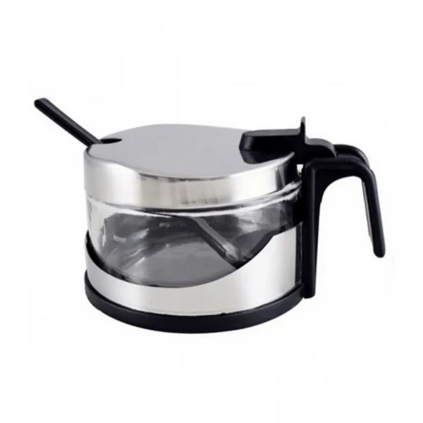 Ζαχαριέρα - Δοχείο για Tριμμένο Τυρί Γυάλινο με Inox Καπάκι και Κουταλάκι 200gr