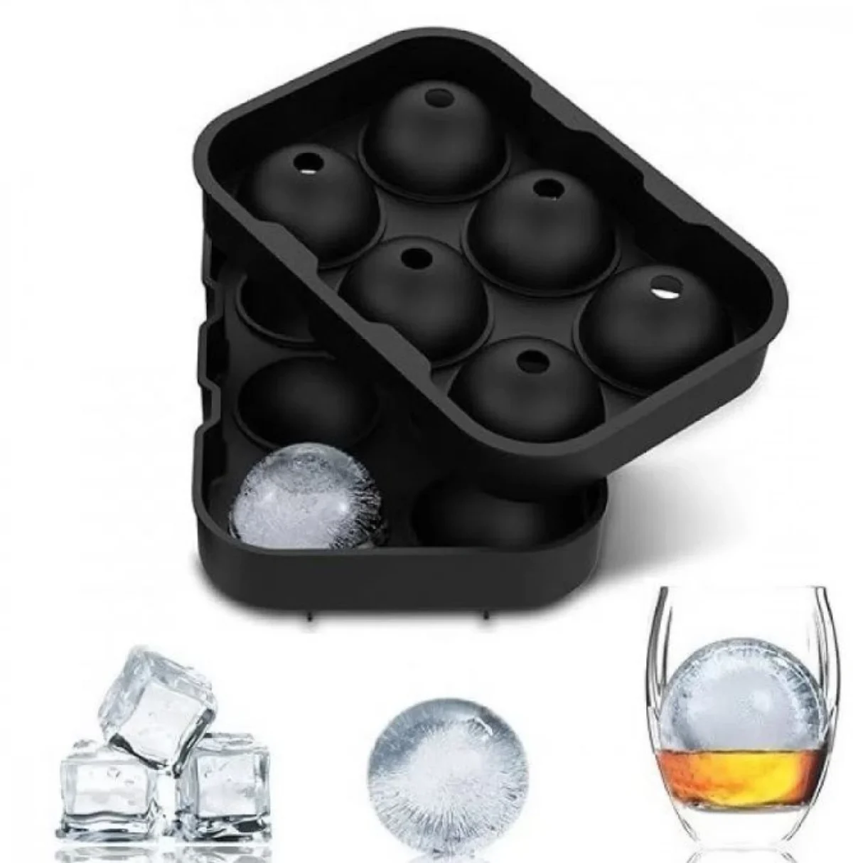 Παγοθήκη Σιλικόνης για 15 Μεγάλα Παγάκια 12.5x18x2.5εκ Μαύρη