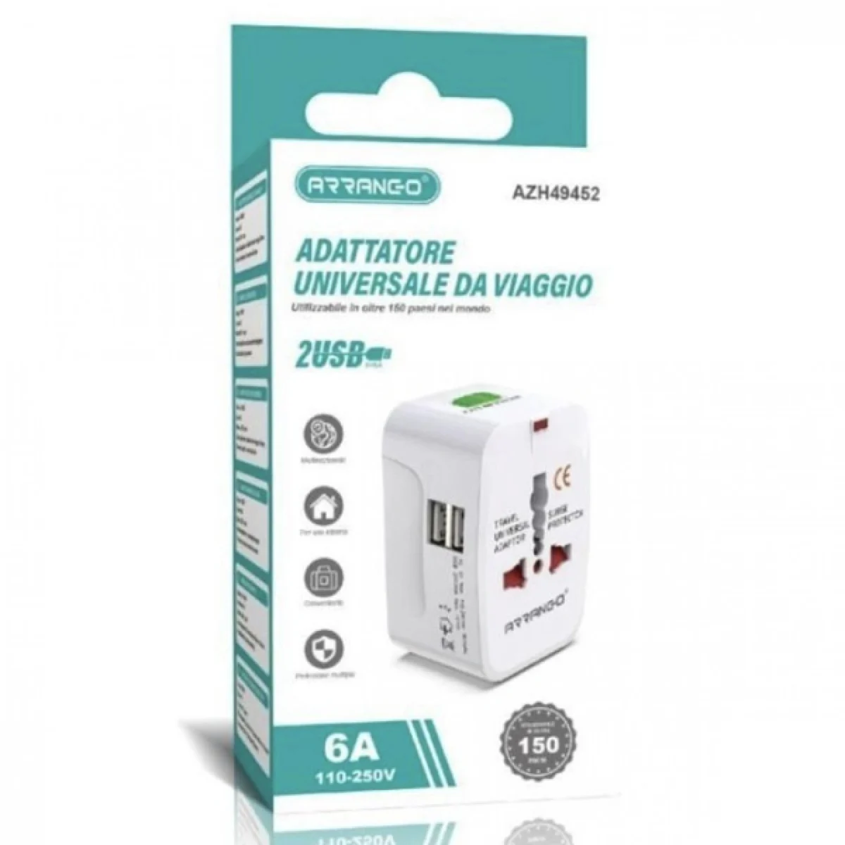 Ταξιδιωτικός Αντάπτορας Πρίζας Universal Travel Adaptor ARRANGO