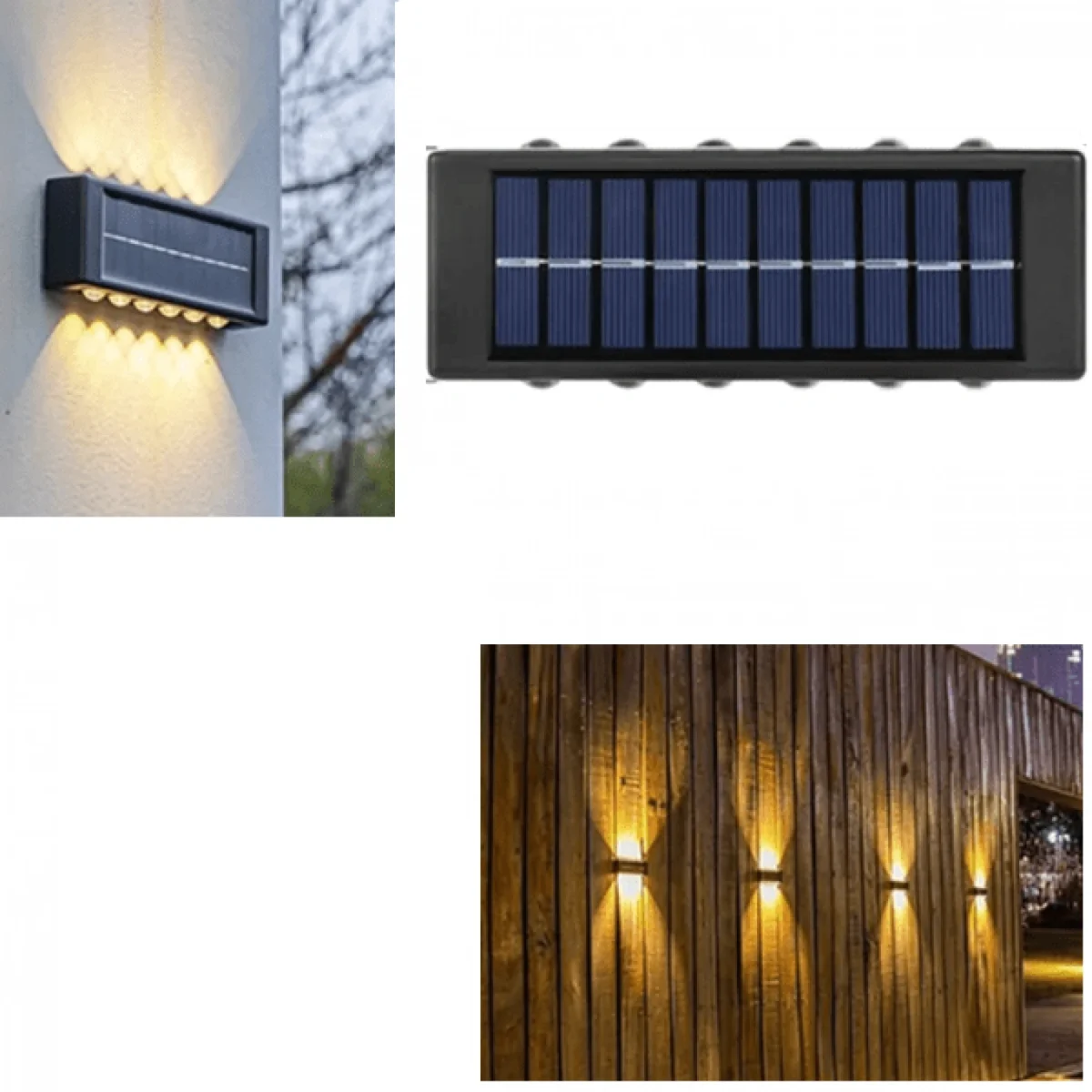 Σετ 2τμχ Επιτοίχια Ηλιακά Φωτιστικά Θερμού Φωτισμού με 12 Smd Led το Καθένα DY-9