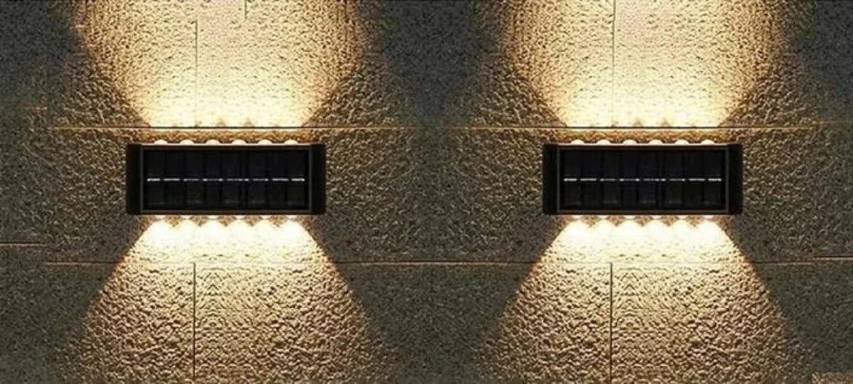 Σετ 2τμχ Επιτοίχια Ηλιακά Φωτιστικά Θερμού Φωτισμού με 12 Smd Led το Καθένα DY-9