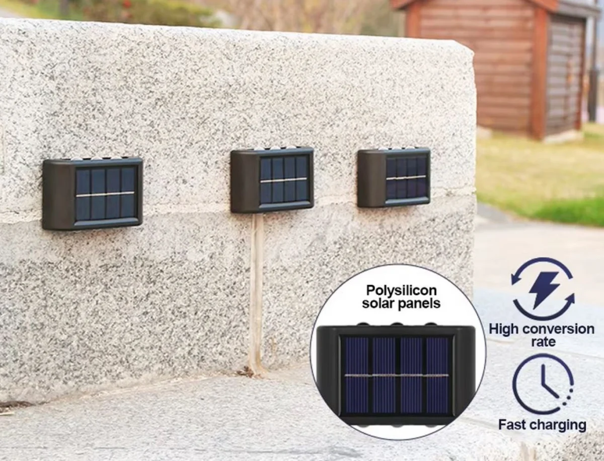 Σετ 2τμχ Επιτοίχια Ηλιακά Φωτιστικά Θερμού Φωτισμού με 6 Smd Led το Καθένα DY-7