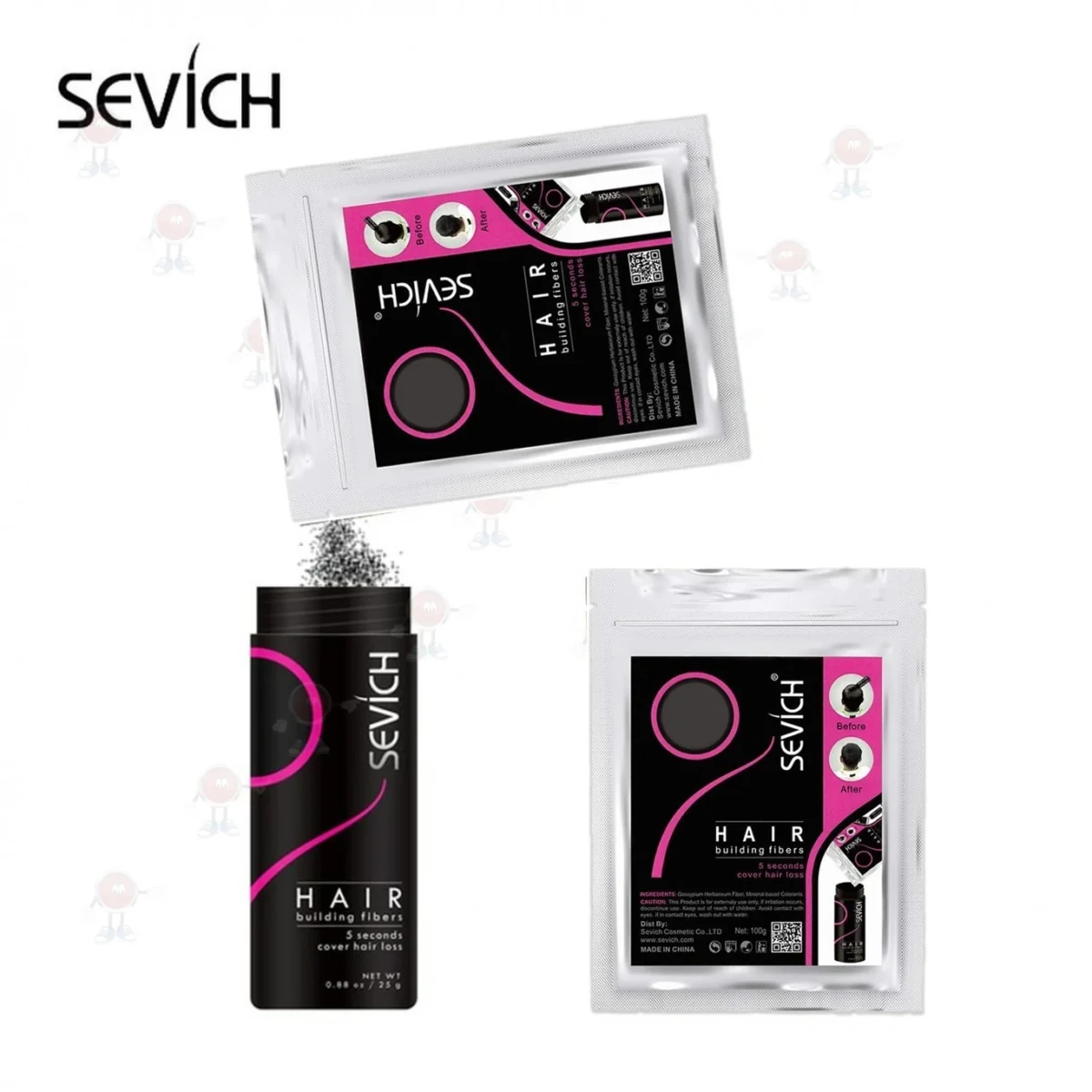 Dark Brown Sevich Hair Building Fibers Refill Pack, Μικρο-ίνες Κερατίνης 50gr