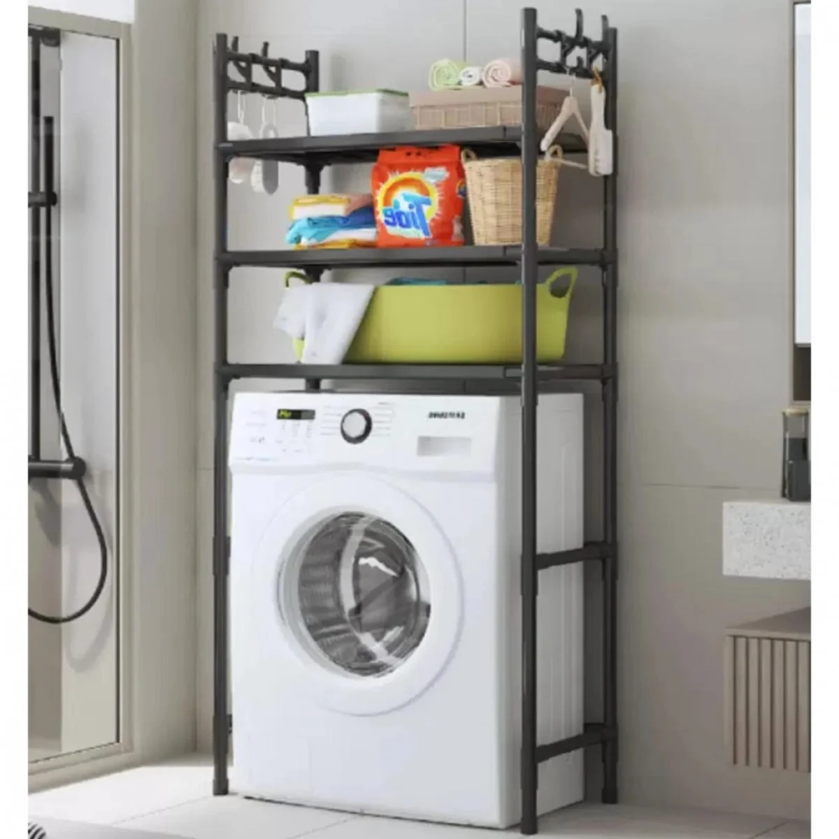 Μεταλλική Ραφιέρα Δαπέδου 155x72x25cm για Τοποθέτηση Πάνω από το Πλυντήριο Ρούχων