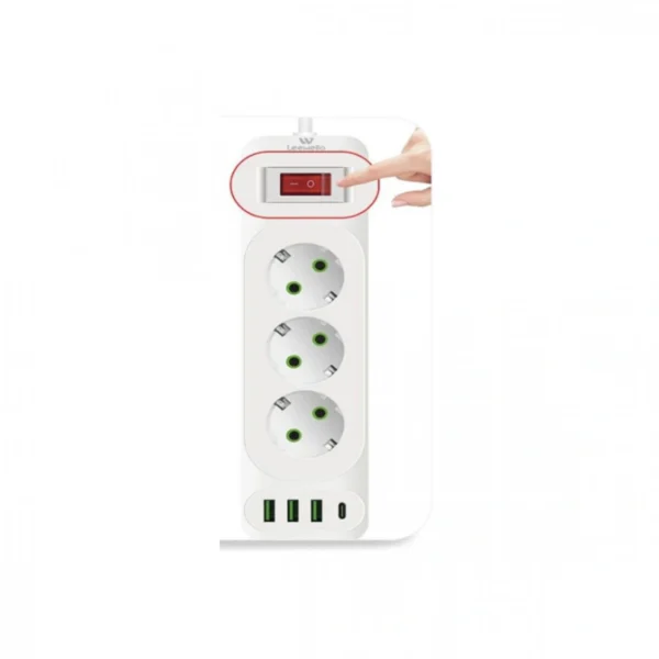 Πολύπριζο Ασφαλείας 3 Θέσεων με 3 Θύρες USB-A & 1 Θύρα USB-C 4000W/16A