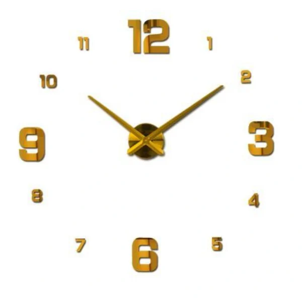 Αυτοκόλλητο Ρολόι Τοίχου Ακρυλικό DIY με Μηχανισμό Quartz και Χρυσούς Αριθμούς Time