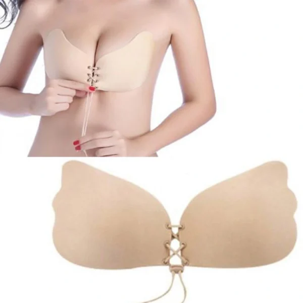 Αόρατο Αυτοκόλλητο Στράπλες Σουτιέν με Σιλικόνη - PushUp Silicone Bra Μπεζ