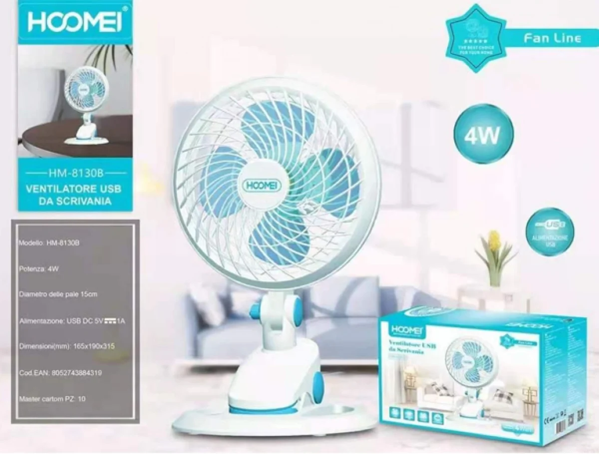 Ανεμιστήρας USB με Αφαιρούμενη Βάση 3W 15 cm Hoomei HM-8130