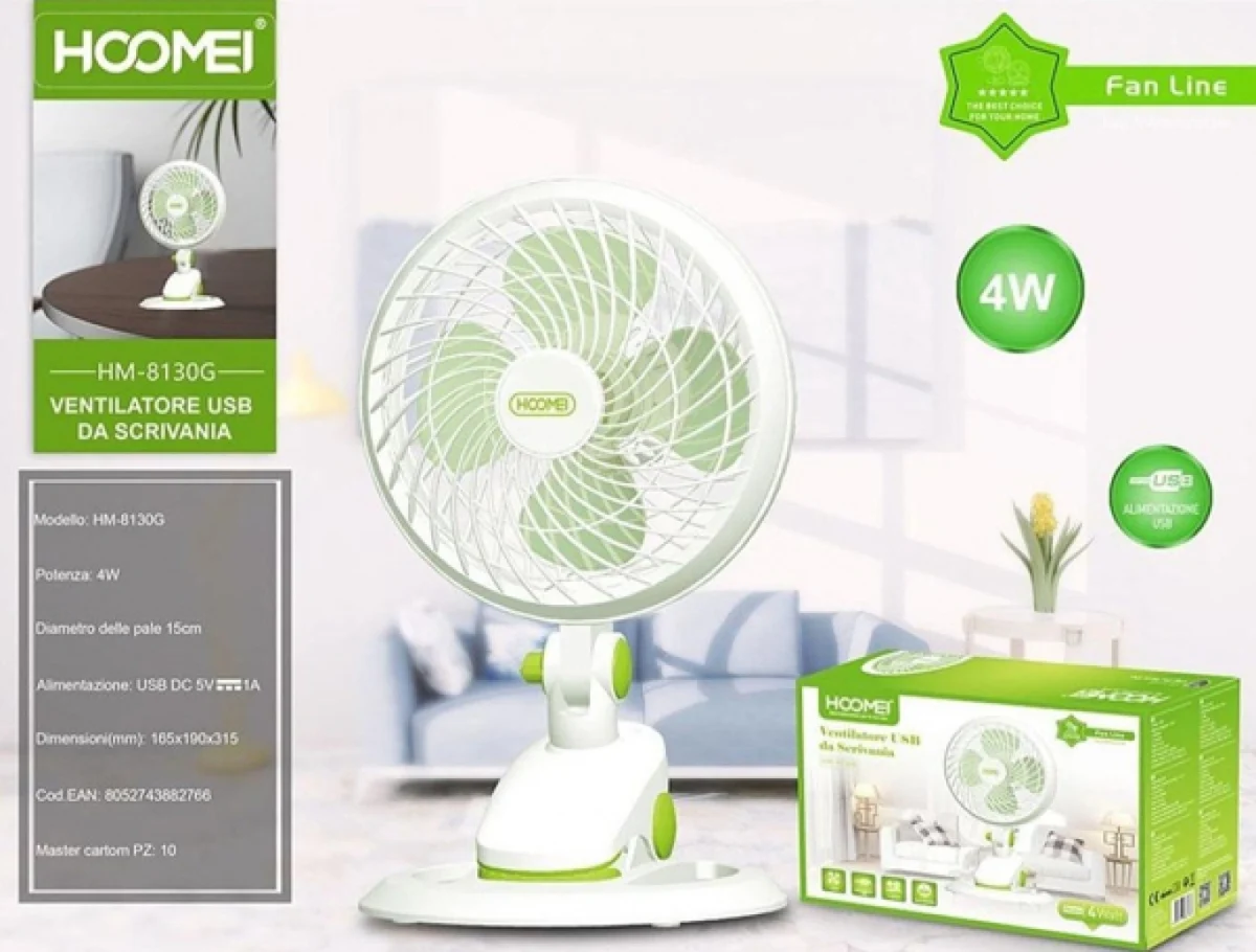 Ανεμιστήρας USB με Αφαιρούμενη Βάση 3W 15 cm Hoomei HM-8130