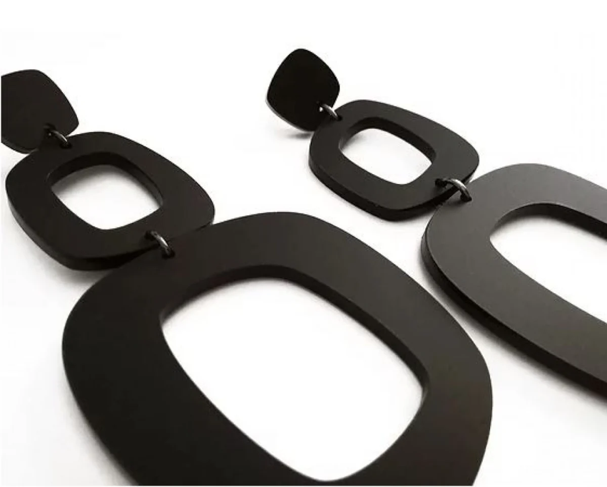 Κρεμαστά Σκουλαρίκια Double Dion από Plexiglass με Επαργυρωμένα Μεταλλικά Στοιχεία