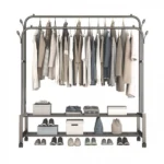 150X110x56cm Τροχήλατη Μεταλική Κρεμάστρα Δαπέδου - Παπουτσοθήκη - Βεστιάριο Τρόλεϊ