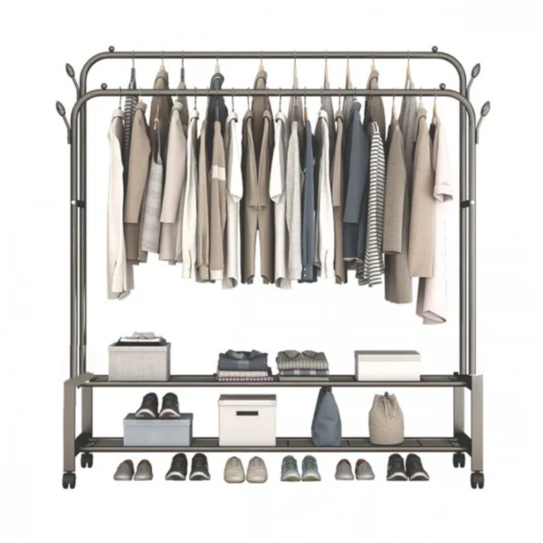 150X110x56cm Τροχήλατη Μεταλική Κρεμάστρα Δαπέδου - Παπουτσοθήκη - Βεστιάριο Τρόλεϊ