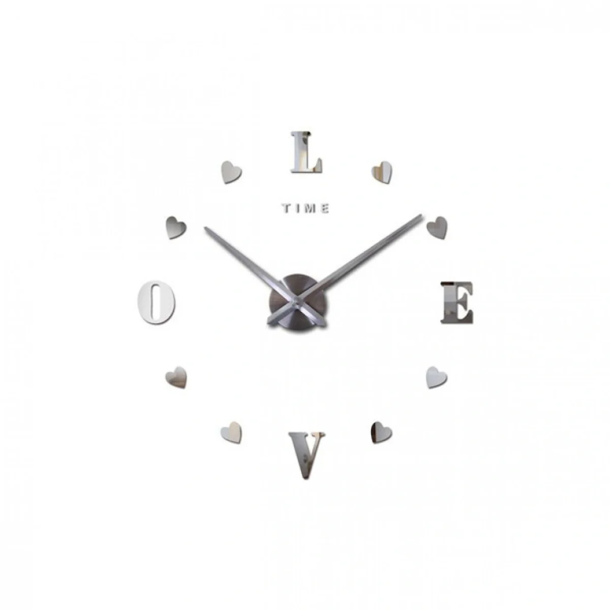 Αυτοκόλλητο Ρολόι Τοίχου Ακρυλικό DIY LOVE και Μηχανισμό Quartz 40x40 cm