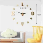 Αυτοκόλλητο Ρολόι Τοίχου Ακρυλικό DIY LOVE και Μηχανισμό Quartz 40x40 cm