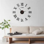 Αυτοκόλλητο Ρολόι Τοίχου Ακρυλικό DIY με Μηχανισμό Quartz και Λατινικούς Αριθμούς 40x40 cm