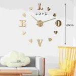 Αυτοκόλλητο Ρολόι Τοίχου Ακρυλικό DIY με Μηχανισμό Quartz 60x60cm
